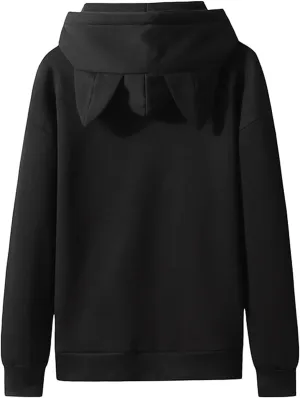 Unisex Hoodies Cat Ear Hooded Sweater Coats Long Sleeve Hoodies Sweatshirt Blouse Pullover Outwear for Women Men