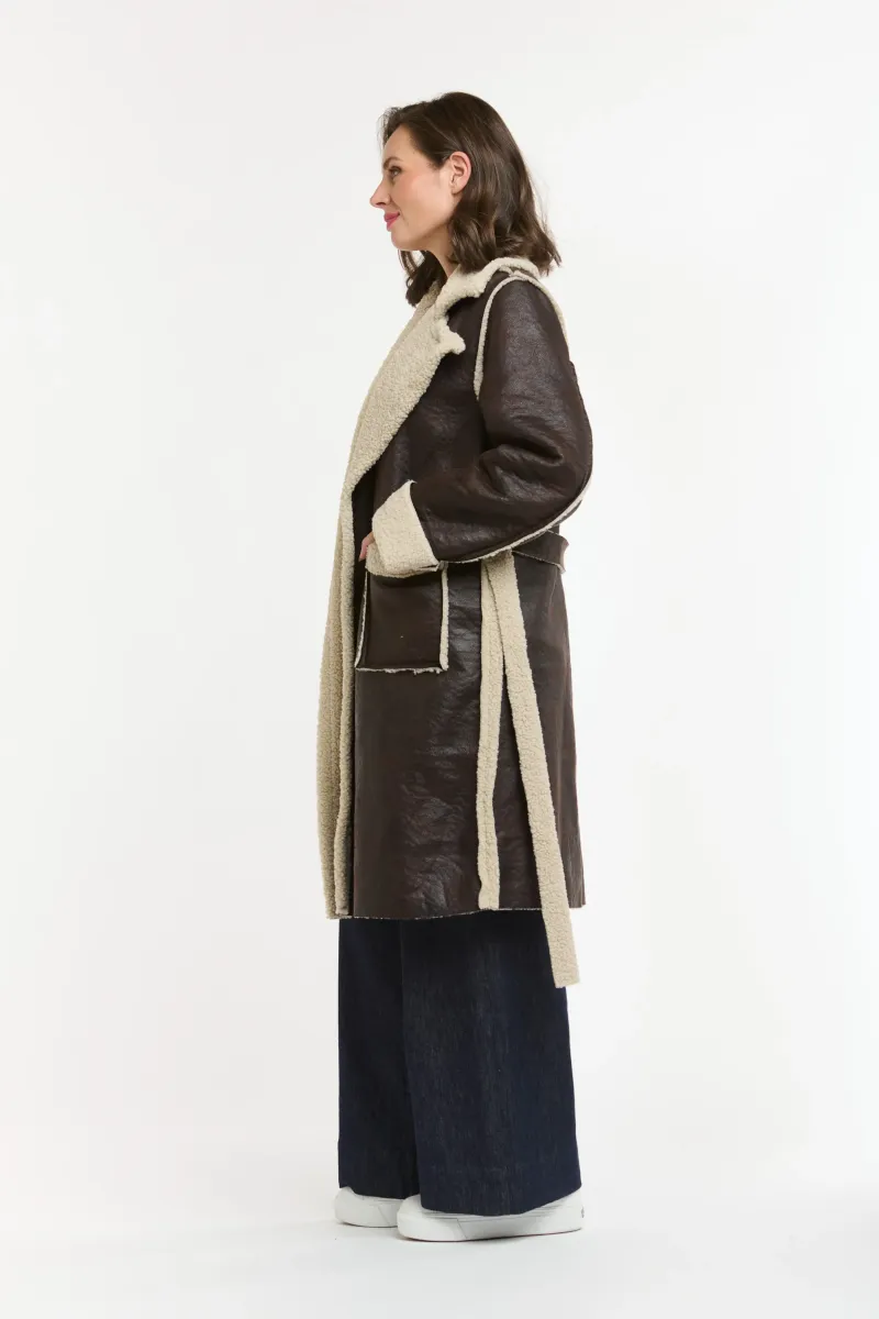 Urban Luxury - Shearling Lined Faux Coat Choc