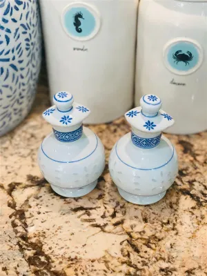 Vintage Blue and White Cruet Set, Porcelain (2 sets available-Price is for one set)