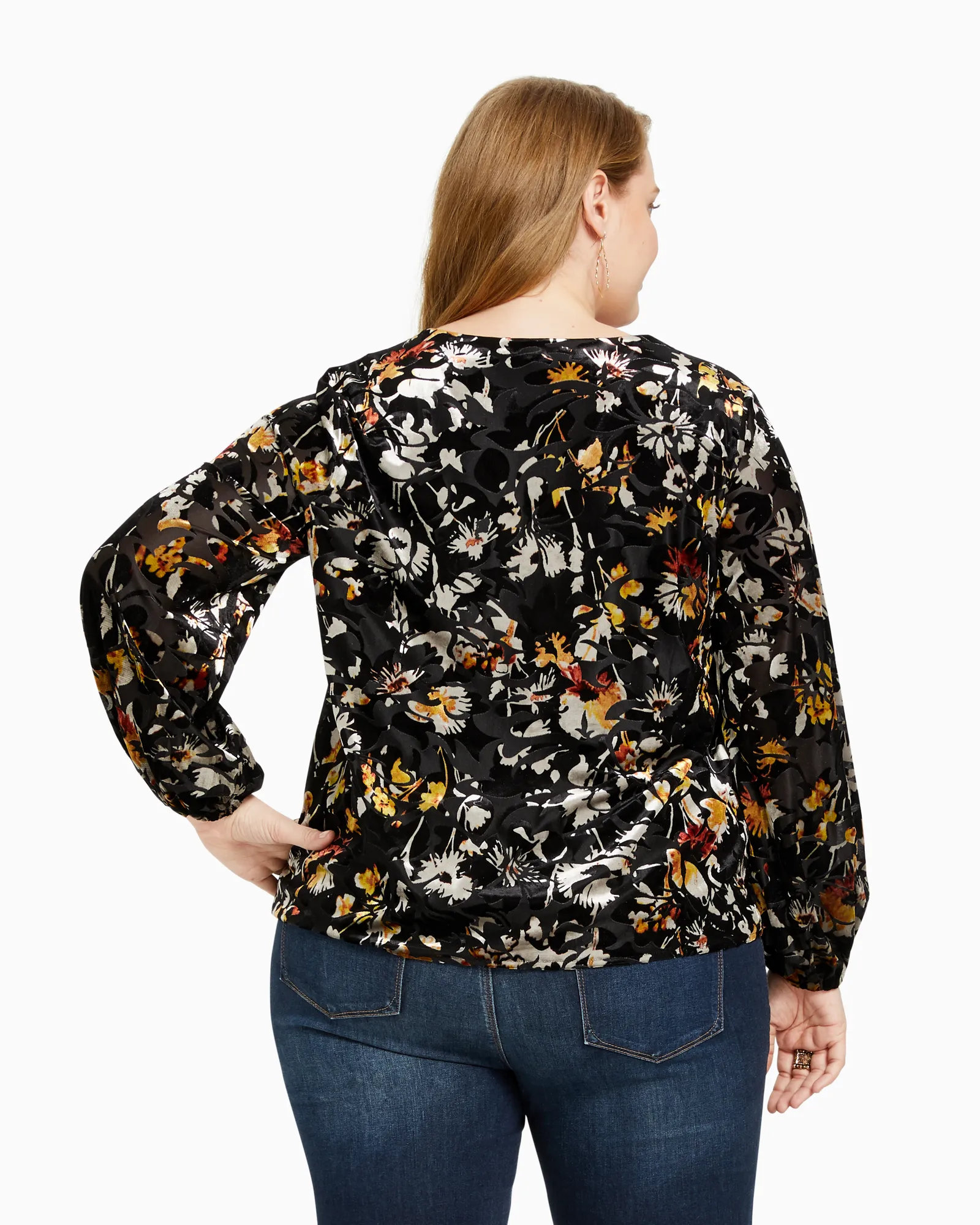Viola Velvet Burnout Top | Black / Yellow