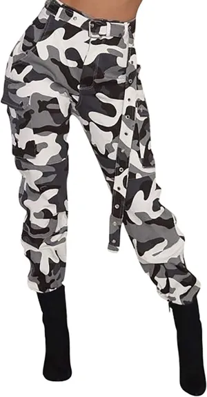 Voghtic Army Camo Cargo Pants - High Waisted Women's Camouflage Job Fatigue Pants