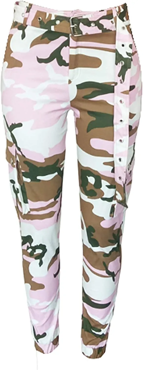 Voghtic Army Camo Cargo Pants - High Waisted Women's Camouflage Job Fatigue Pants