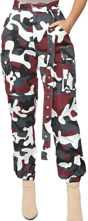 Voghtic Army Camo Cargo Pants - High Waisted Women's Camouflage Job Fatigue Pants