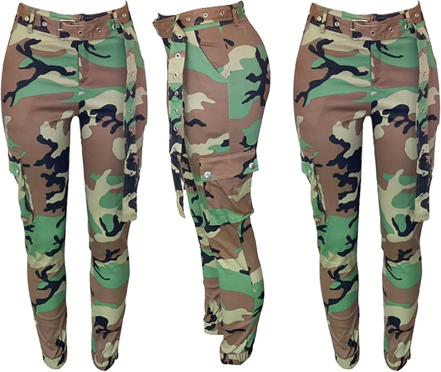 Voghtic Army Camo Cargo Pants - High Waisted Women's Camouflage Job Fatigue Pants