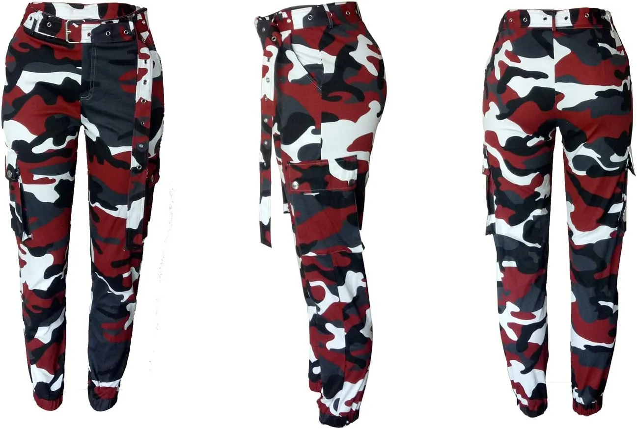 Voghtic Army Camo Cargo Pants - High Waisted Women's Camouflage Job Fatigue Pants