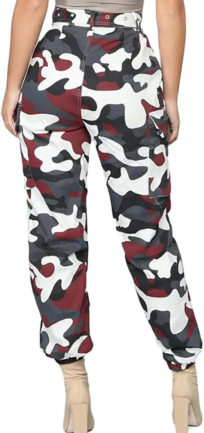 Voghtic Army Camo Cargo Pants - High Waisted Women's Camouflage Job Fatigue Pants