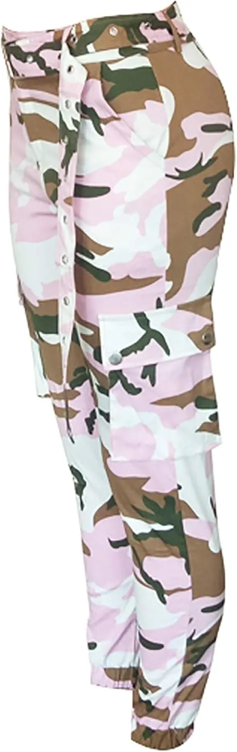 Voghtic Army Camo Cargo Pants - High Waisted Women's Camouflage Job Fatigue Pants