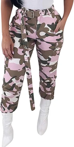 Voghtic Army Camo Cargo Pants - High Waisted Women's Camouflage Job Fatigue Pants
