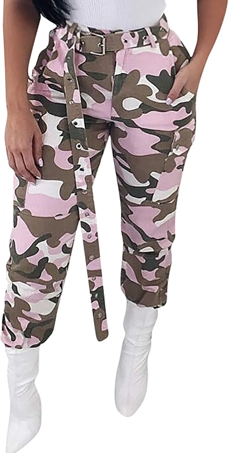 Voghtic Army Camo Cargo Pants - High Waisted Women's Camouflage Job Fatigue Pants