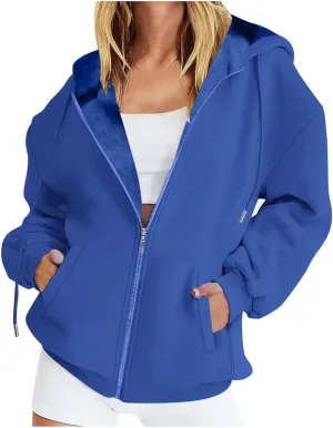 Women Fashion Cute Hoodies Oversized Sweatshirts Zip Up Hoodies Jackets Fall Fleece Clothes Casual Tops For Teen Girls