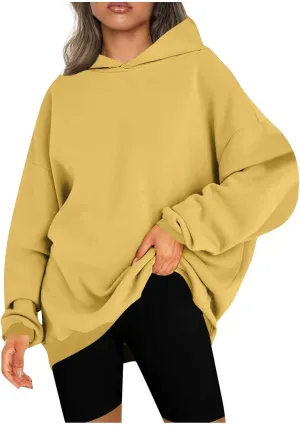 Women Fashion Hoodies 2023 Casual Fall Outfits Long Sleeve Oversized Sweatshirts Fleece Pullover Tops Trendy