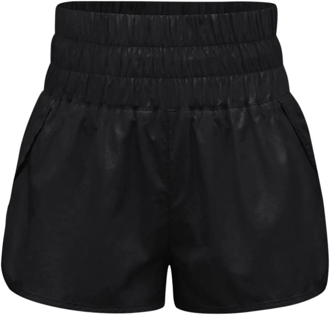 Women High Waisted Flowy Shorts Trendy Pleated Smocked Waist Side Slit Trouser Park Workout Cycling Casual Sweatpants