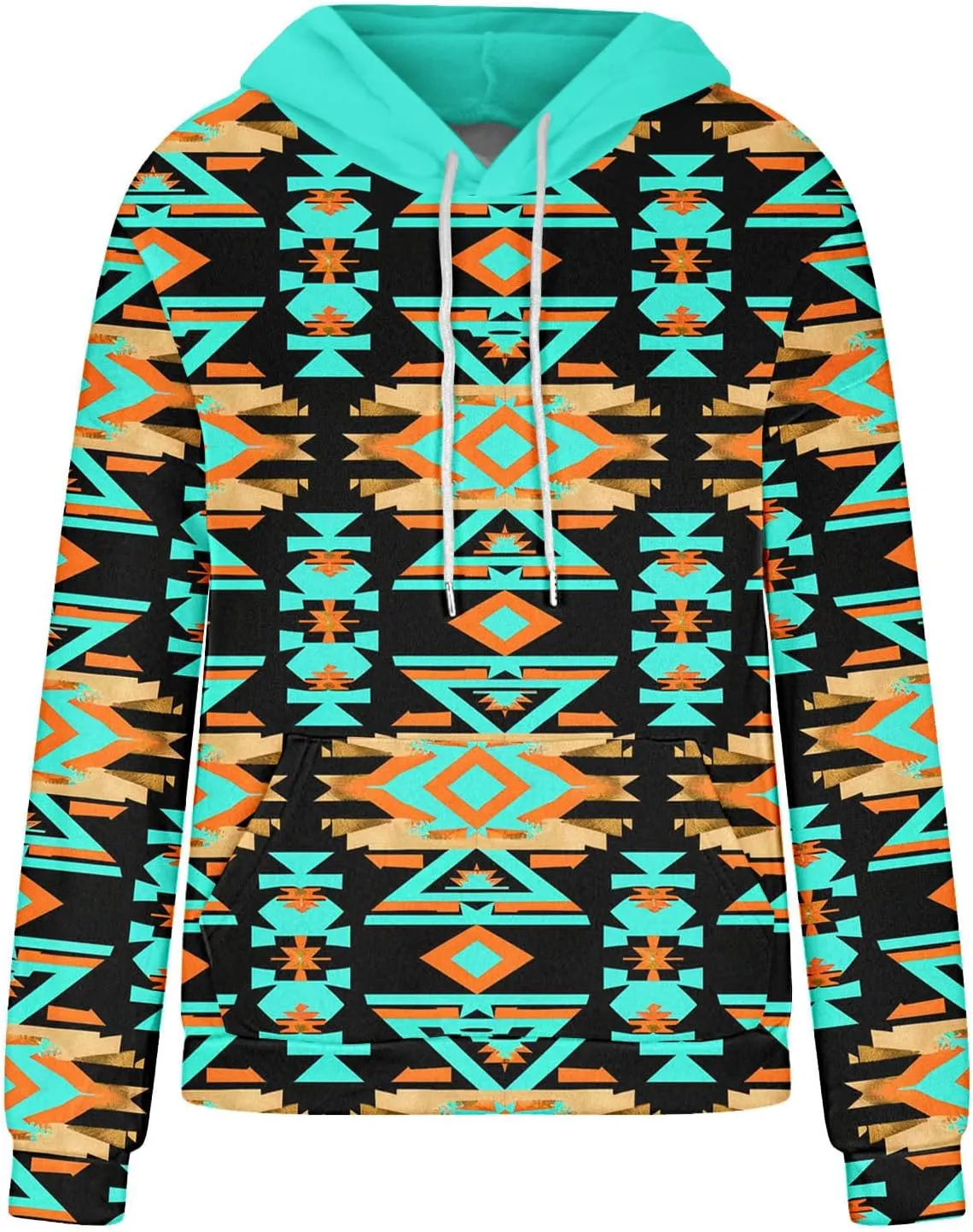 Women Western Ethic Hoodie Aztec Style Print Graphic Sweatshirts Pullover Hooded Pullover Tops Shirts Vintage Clothing