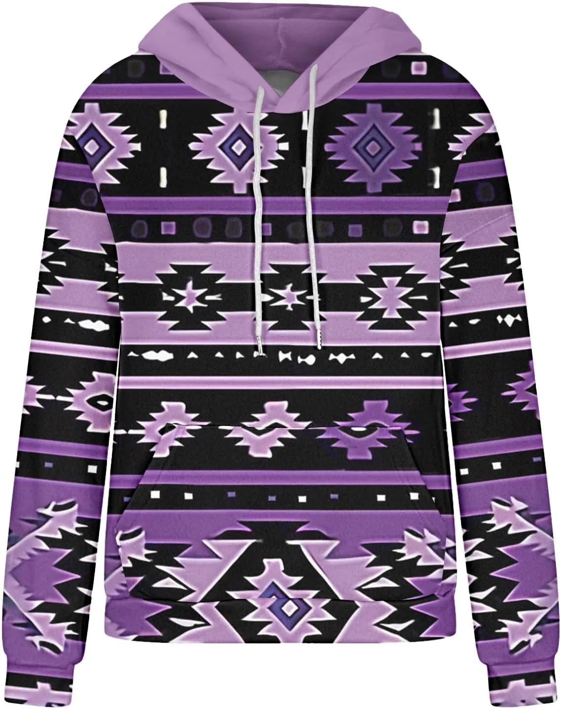 Women Western Ethic Hoodie Aztec Style Print Graphic Sweatshirts Pullover Hooded Pullover Tops Shirts Vintage Clothing