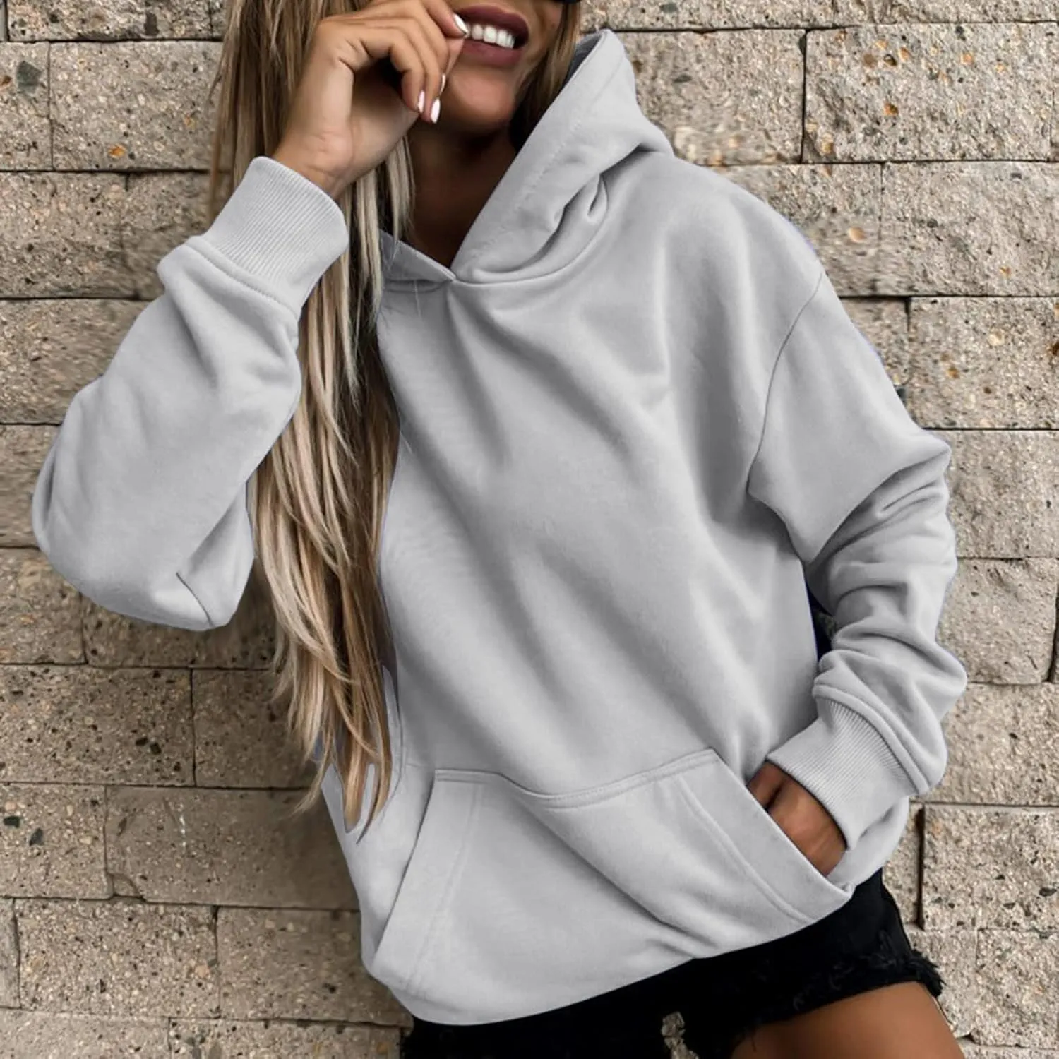 Women Y2k Hoodies Casual Oversized Sweatshirt Loose Pullover Long Sleeve Lightweight Fleece Fashion Comfy Fall Tops