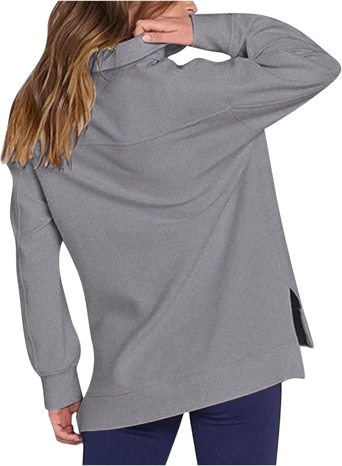Womens 3/4 Zip Pullover Stand Collar Half Zip Sweatshirt with Pocket Casual Loose Fit Tunic Tops 2025 Spring Outfits