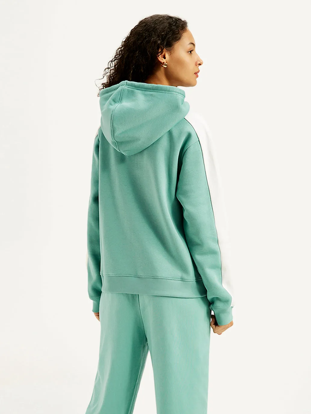 Women's Colorblock Blue Hooded Sweatshirt