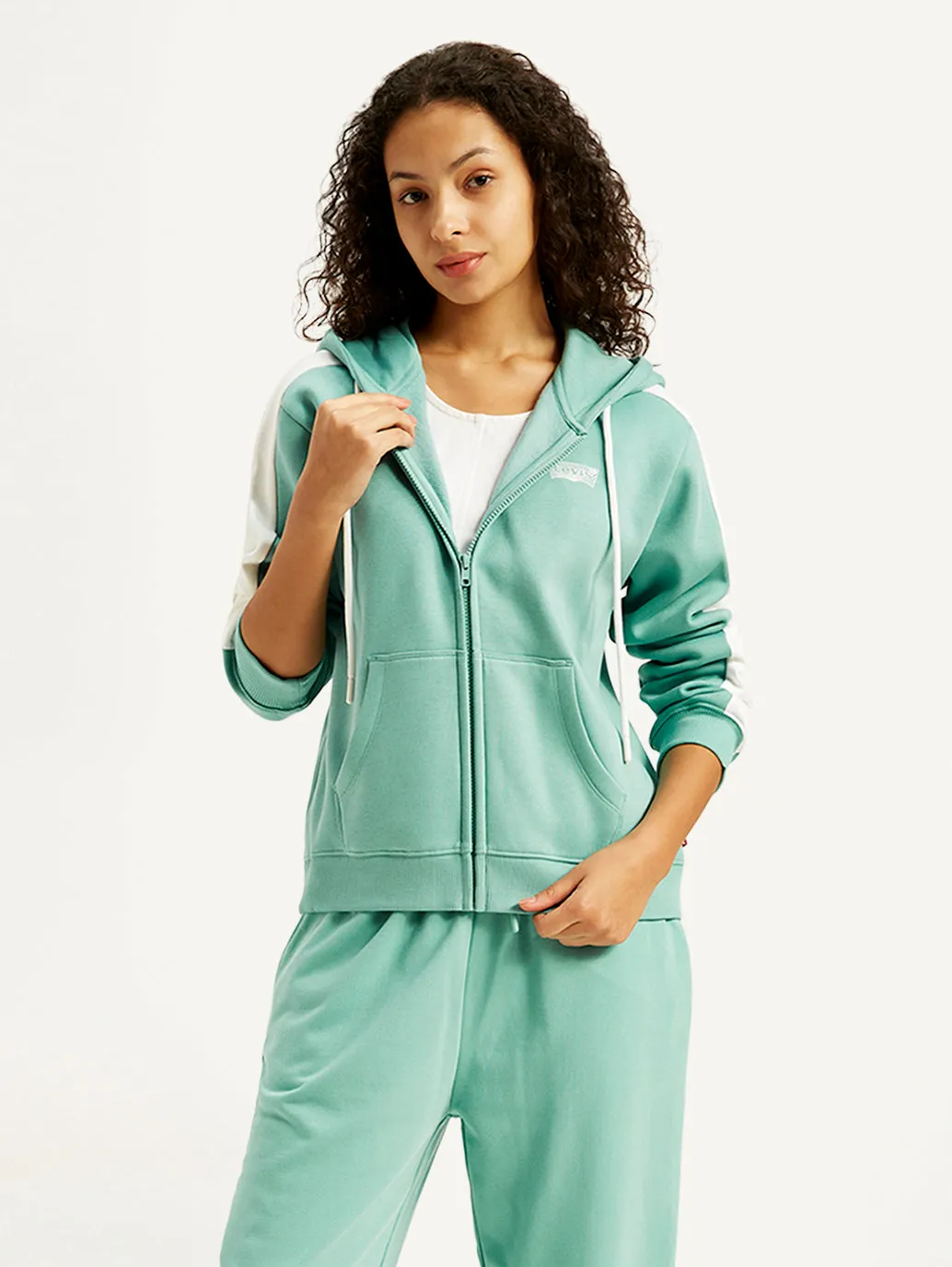 Women's Colorblock Blue Hooded Sweatshirt