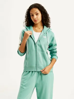 Women's Colorblock Blue Hooded Sweatshirt