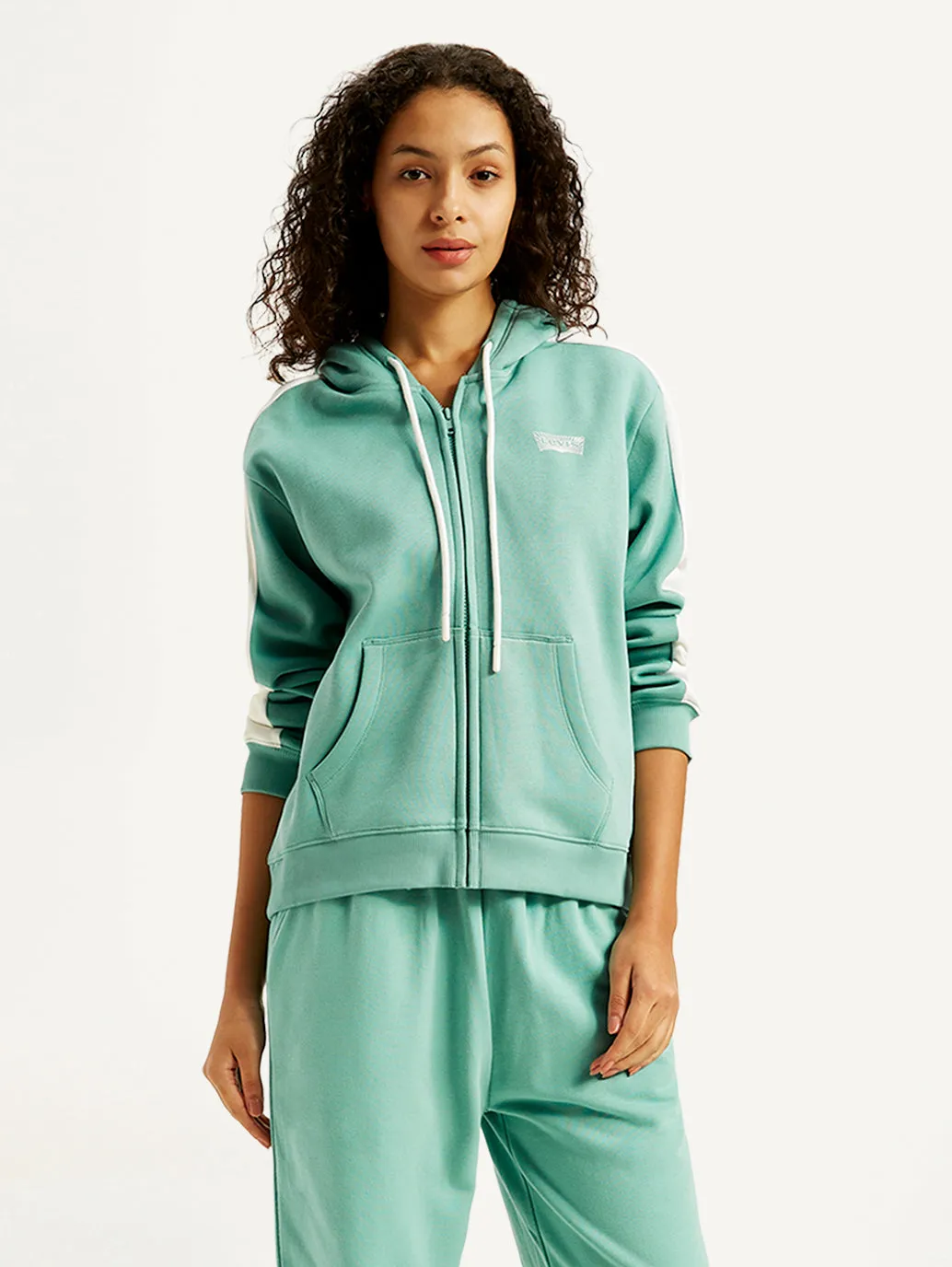 Women's Colorblock Blue Hooded Sweatshirt
