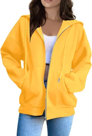 Womens Fashion Long Sleeve Zip Up Hoodies Jackets Casual Plain Fitted Fall Teen Girls Sweatshirt Coats