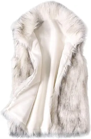 Womens Faux Fur Vests Fall Winter Sleeveless Casual Loose Coats Fuzzy Fleece Lapel Collar Jackets Windproof Outerwear