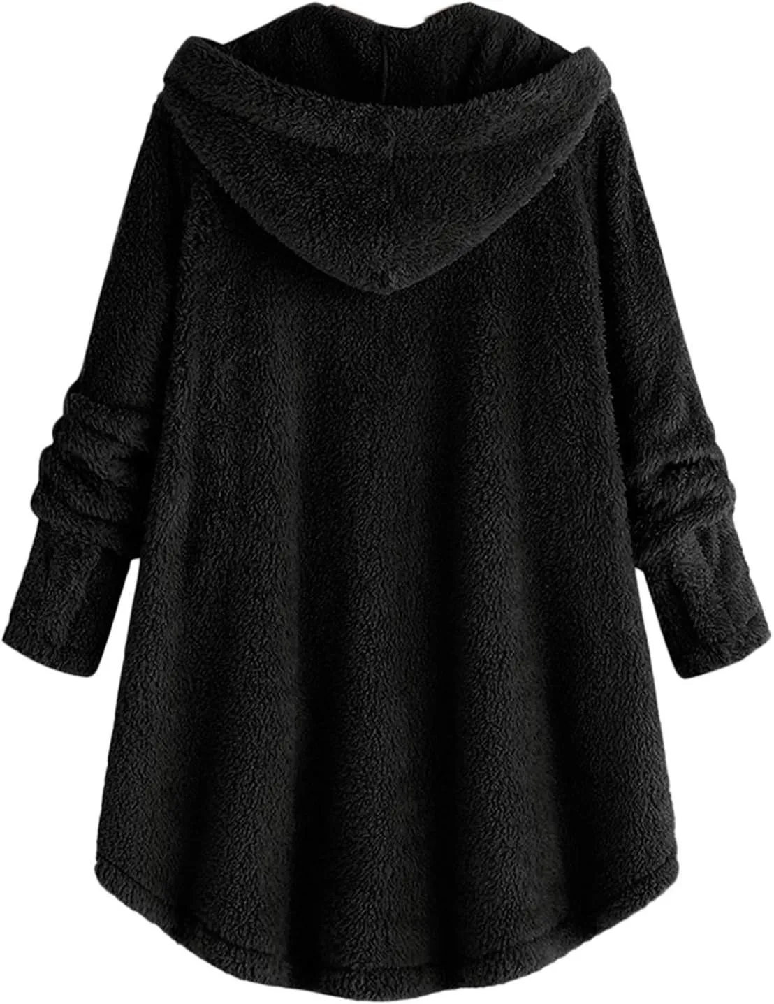 Womens Fleece Jackets Winter Hooded Coats 2024 Trendy Oversized Button Down Cardigan Sweater Warm Sweatshirt with Pocket