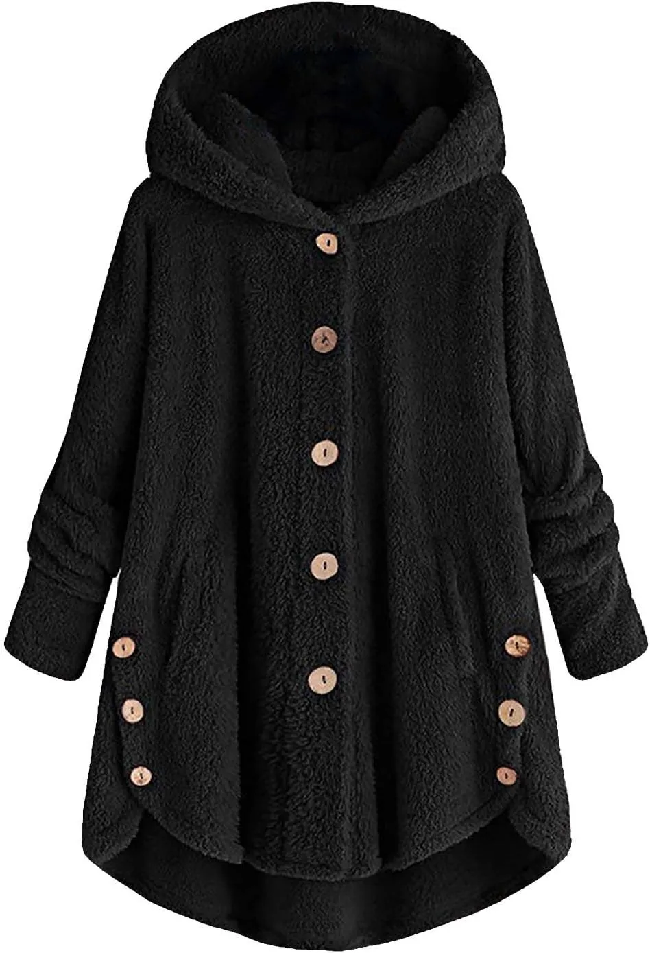 Womens Fleece Jackets Winter Hooded Coats 2024 Trendy Oversized Button Down Cardigan Sweater Warm Sweatshirt with Pocket