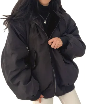 Womens Fleece Lined Jacket Reversible Zip Up Fuzzy Faux Fur Hoodie Oversized Warm Sweatshirt