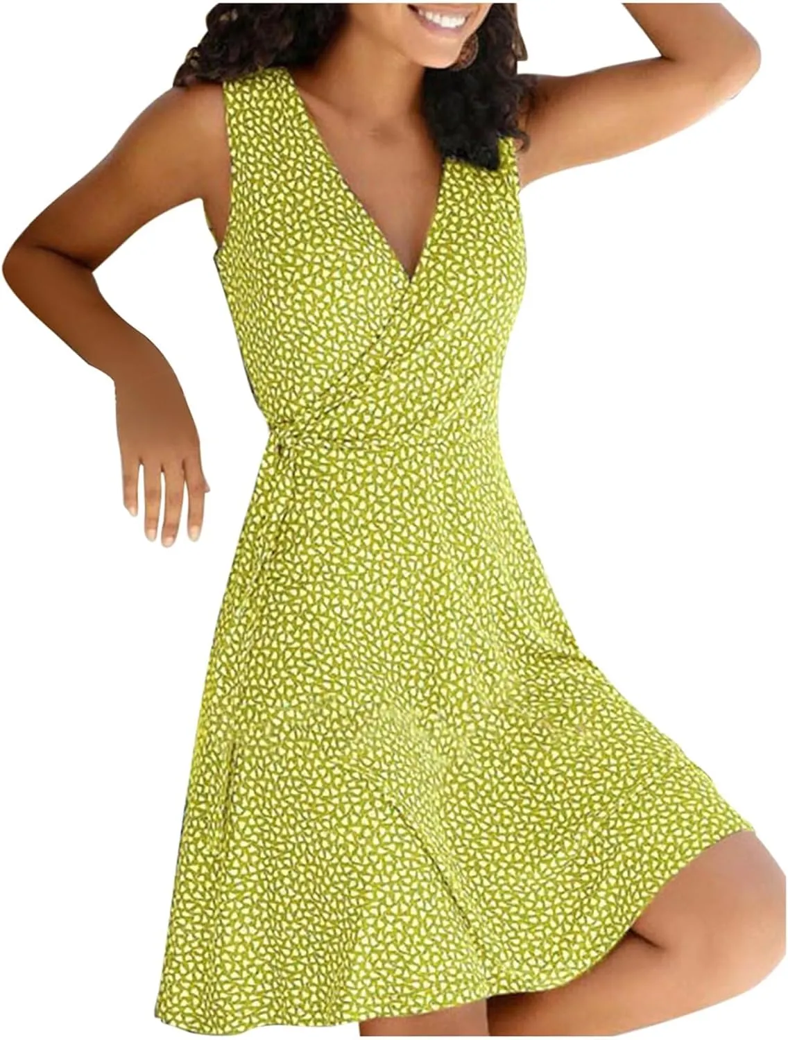 Women's Floral Wrap V Neck Midi Dress A Line Swing Cap Sleeve Midi Dress Multicolour Scoop Neck Mini Dresses