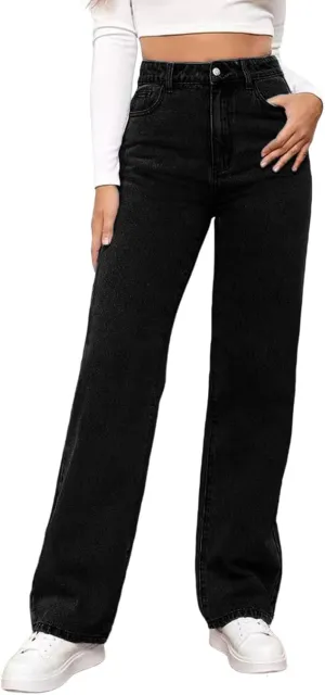 Women's High Waisted Straight Leg Jeans Trendy 2025 Casual Soft Loose Boyfriend Denim Pants with Pockets