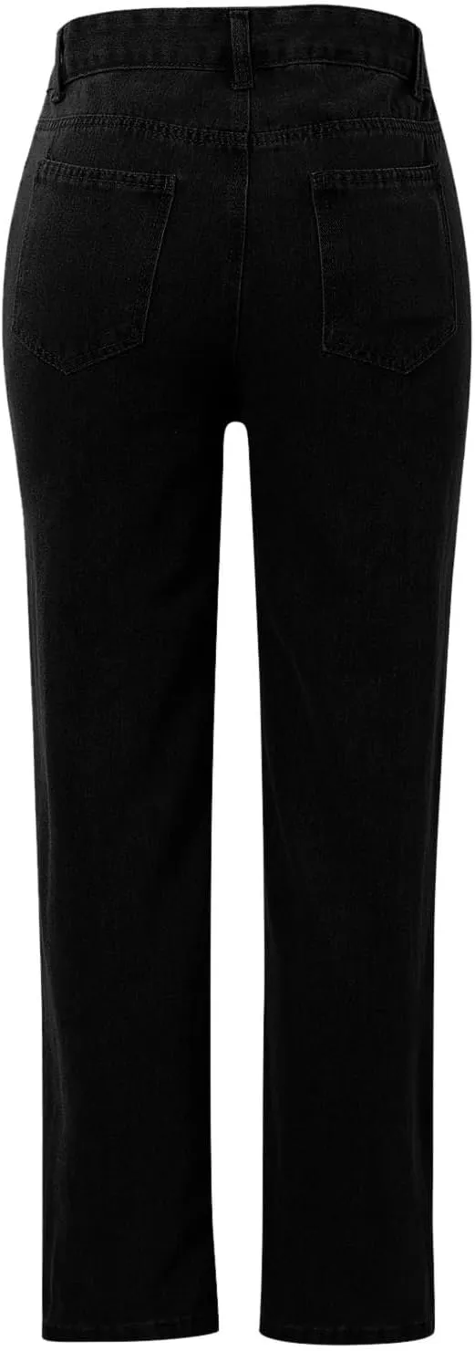 Women's High Waisted Straight Leg Jeans Trendy 2025 Casual Soft Loose Boyfriend Denim Pants with Pockets