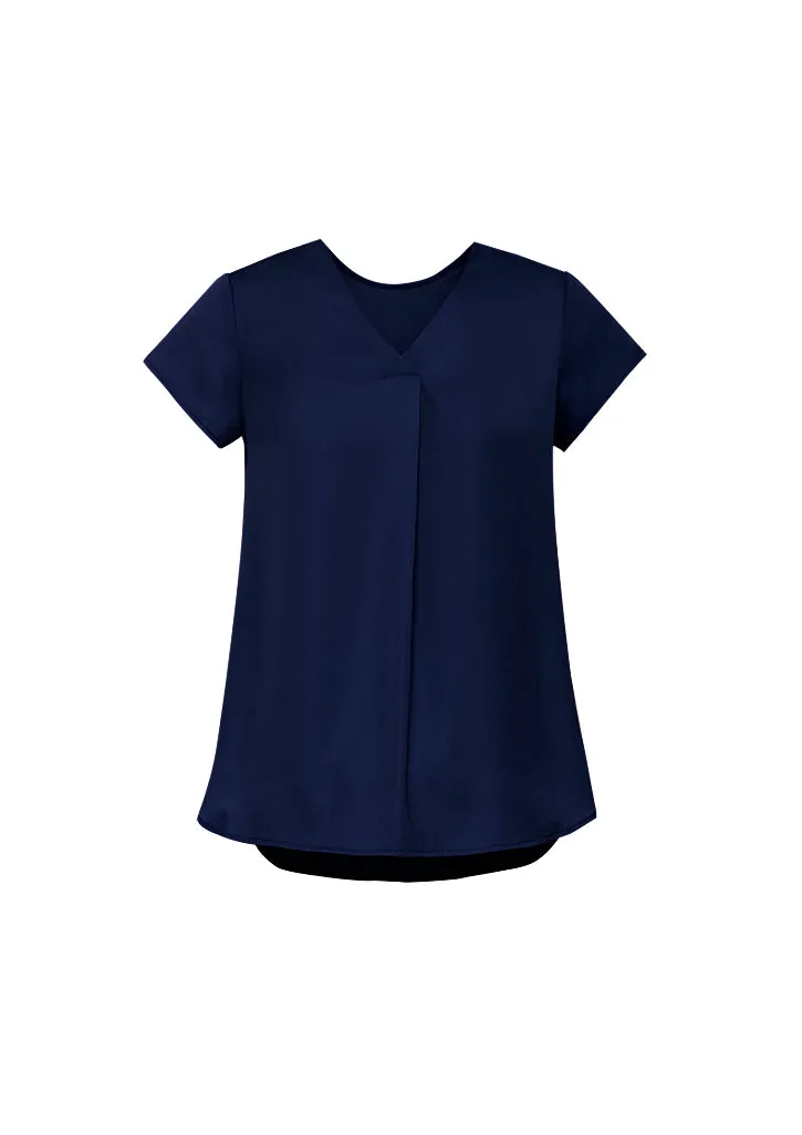 Womens Kayla V-neck Pleat Blouse - RB967LS