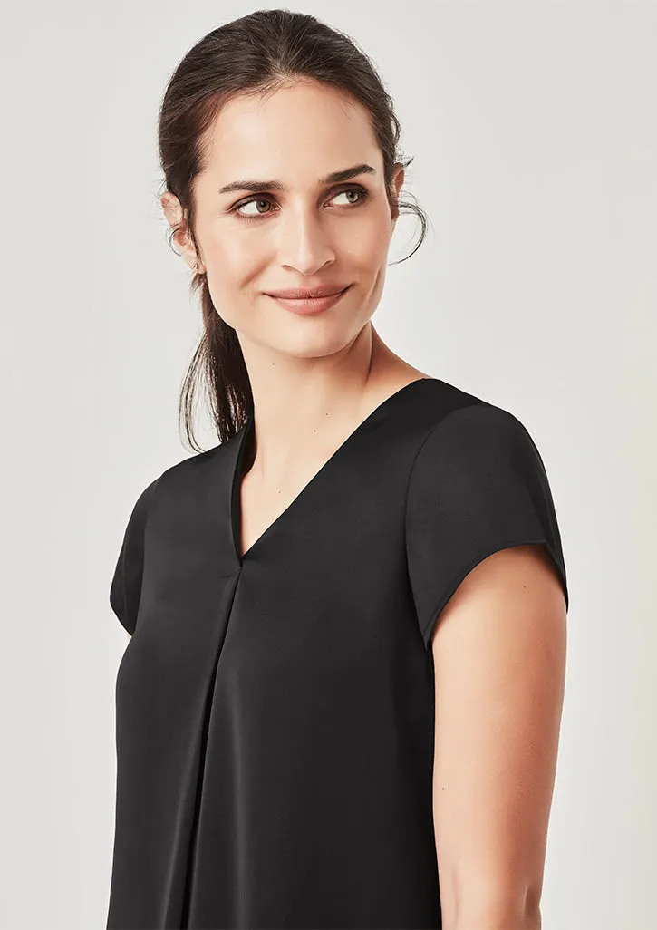 Womens Kayla V-neck Pleat Blouse - RB967LS
