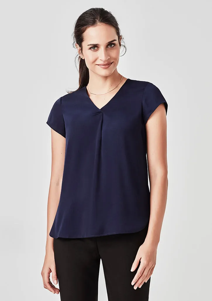 Womens Kayla V-neck Pleat Blouse - RB967LS