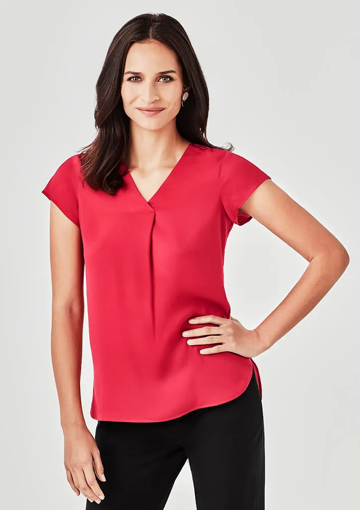 Womens Kayla V-neck Pleat Blouse - RB967LS