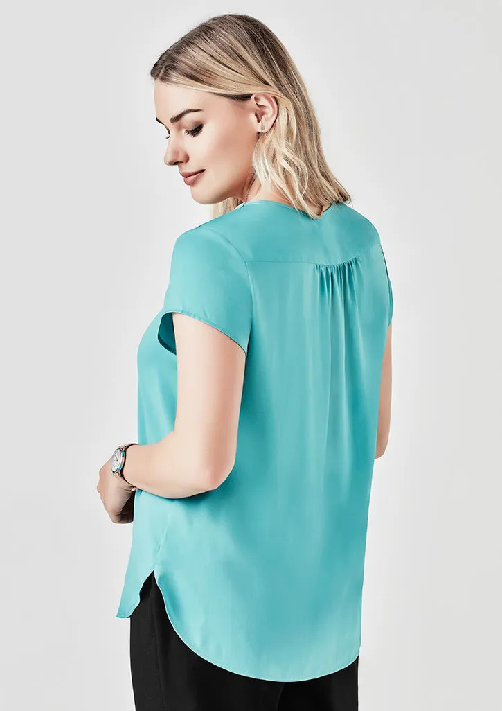 Womens Kayla V-neck Pleat Blouse - RB967LS