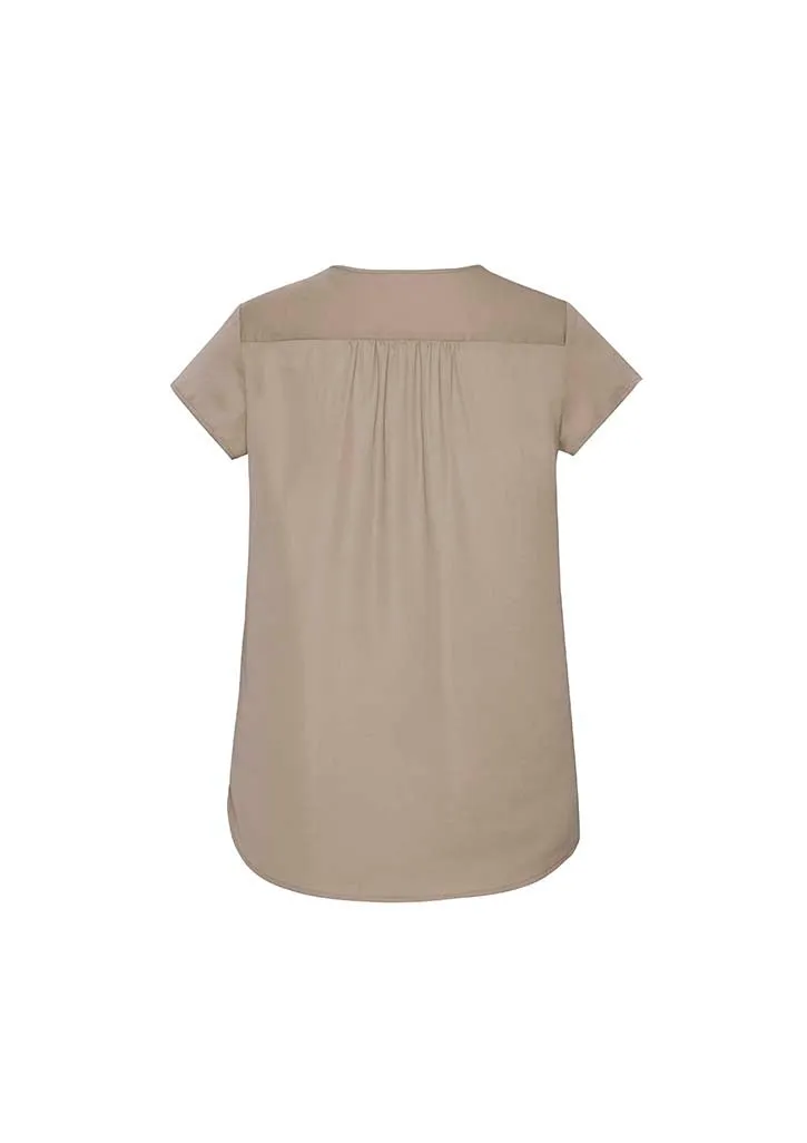 Womens Kayla V-neck Pleat Blouse - RB967LS