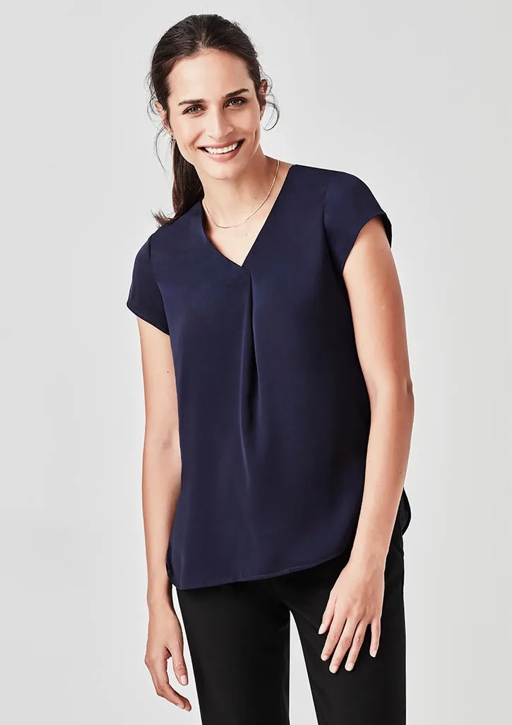 Womens Kayla V-neck Pleat Blouse - RB967LS