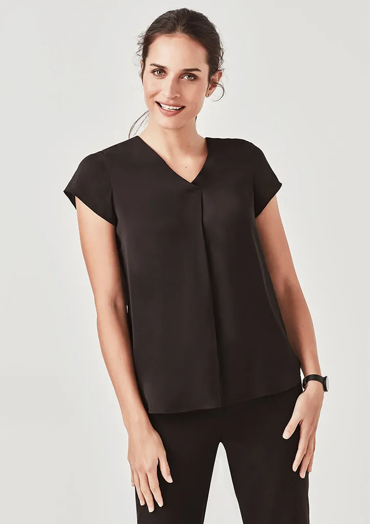 Womens Kayla V-neck Pleat Blouse - RB967LS