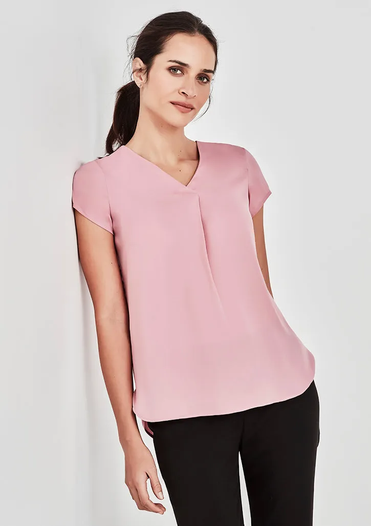 Womens Kayla V-neck Pleat Blouse - RB967LS