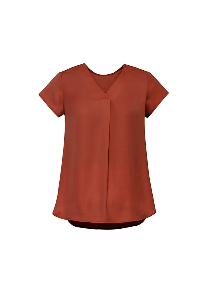 Womens Kayla V-neck Pleat Blouse - RB967LS