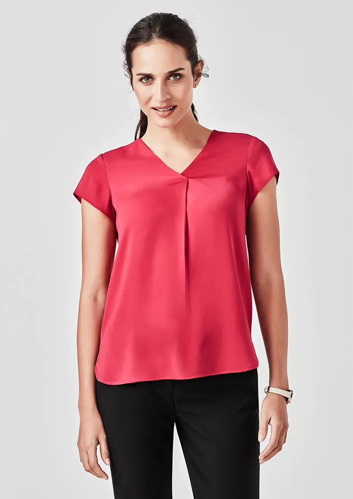 Womens Kayla V-neck Pleat Blouse - RB967LS