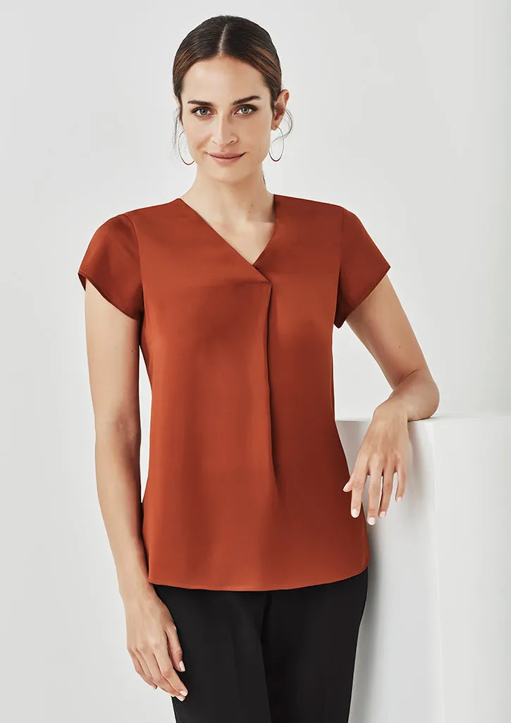 Womens Kayla V-neck Pleat Blouse - RB967LS