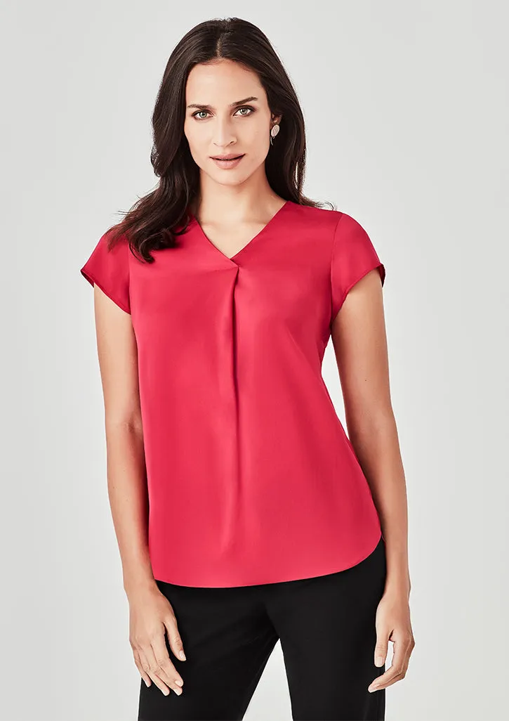 Womens Kayla V-neck Pleat Blouse - RB967LS