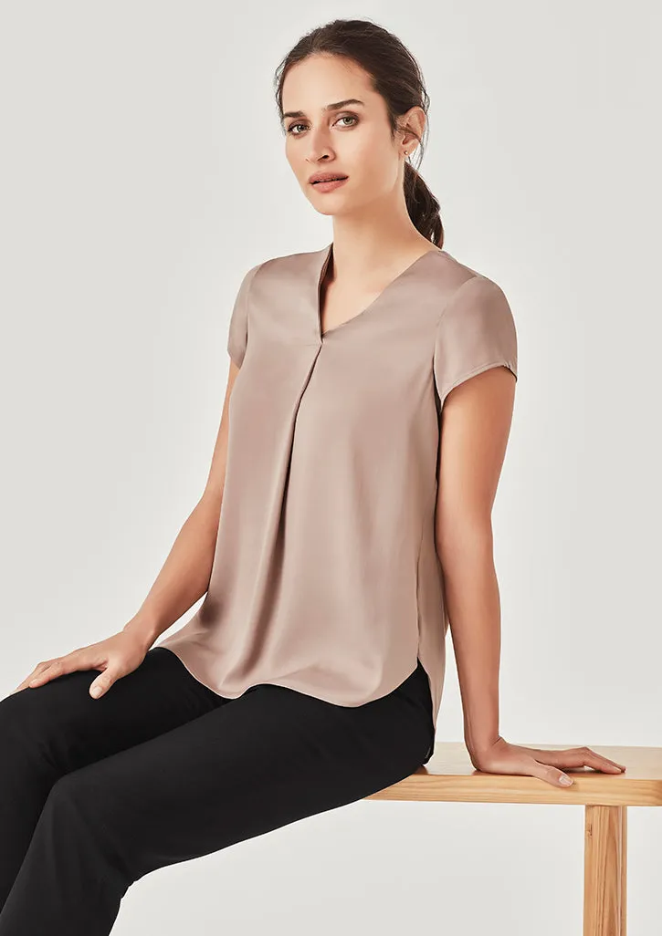 Womens Kayla V-neck Pleat Blouse - RB967LS