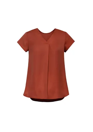 Womens Kayla V-neck Pleat Blouse - RB967LS