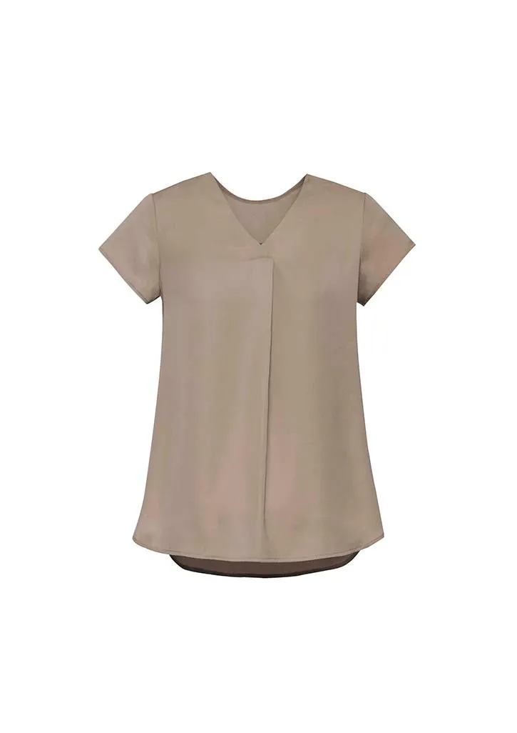 Womens Kayla V-neck Pleat Blouse - RB967LS