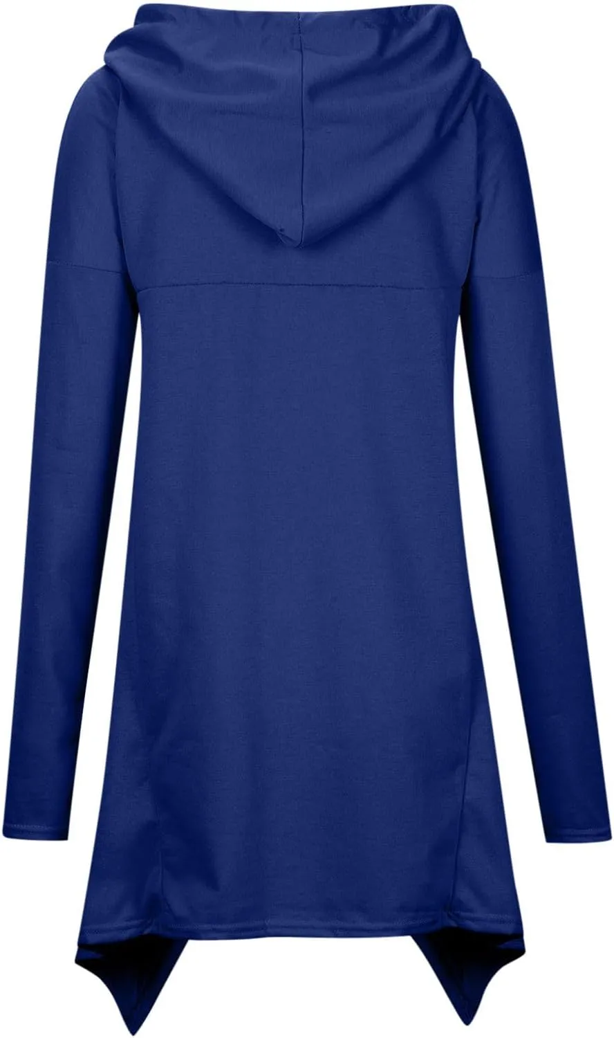 Womens Long Sleeve Pullover Hoodies Solid Color Turtle Neck High Low Hem Sweatshirt Loose Fit Casual Fall Fashion Tops