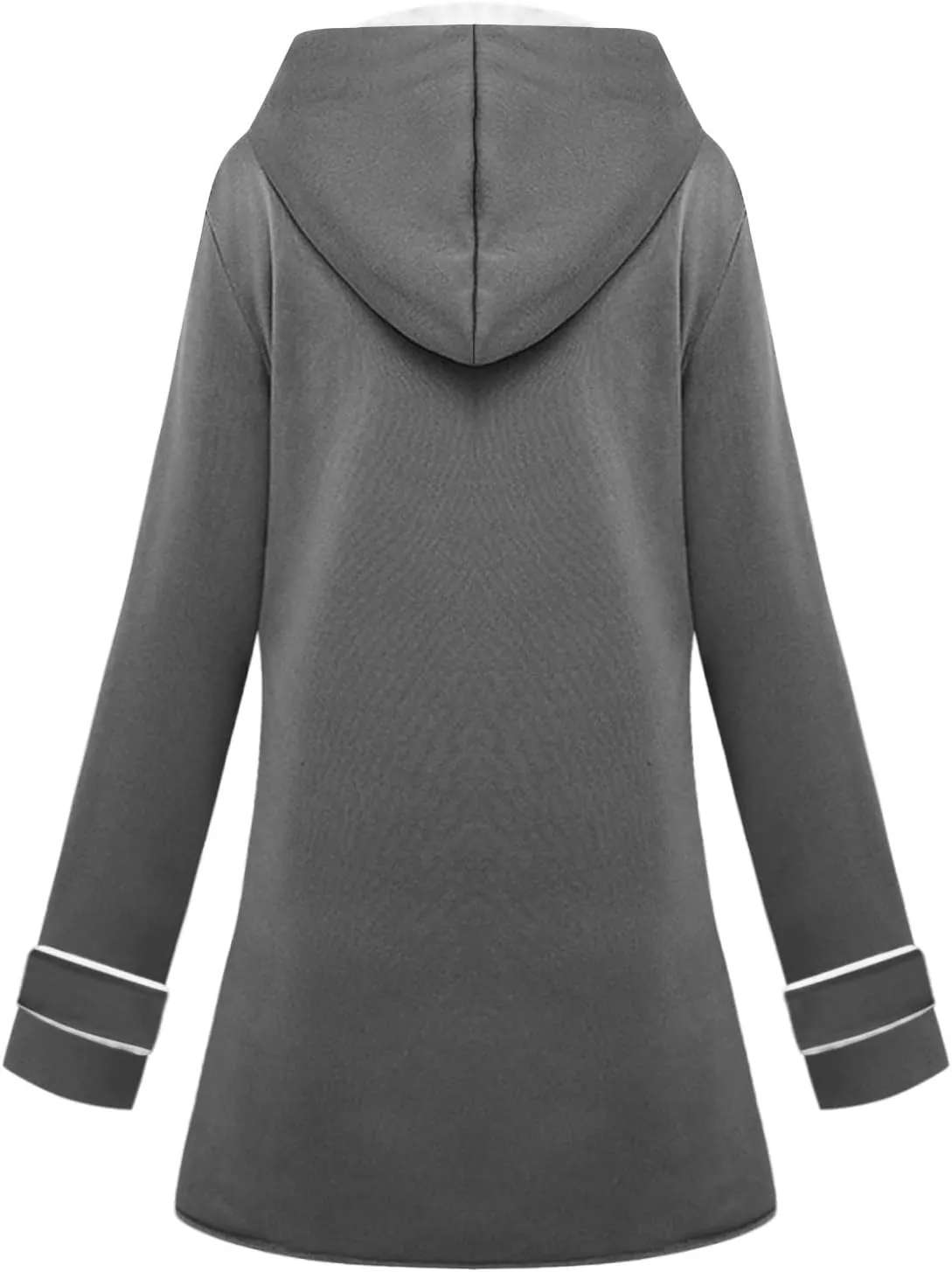 Women's Long Sleeve Winter Coat Warm Shaggy Down Hooded Button Down Coat Jacket